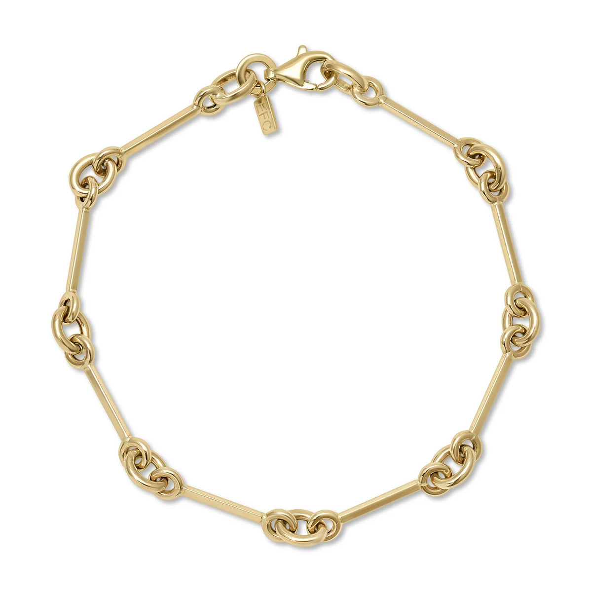 product image of EF-Collection Reese Chain Bracelet in yellow gold on a white background. 