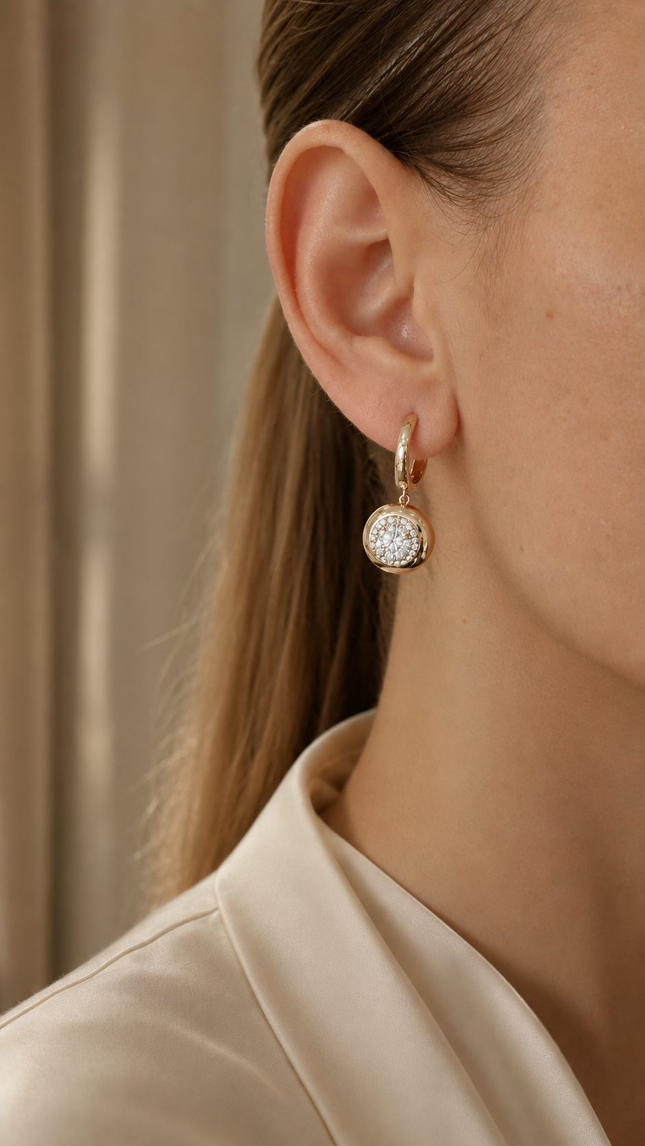 Diamond Drop Diana Huggie Earrings