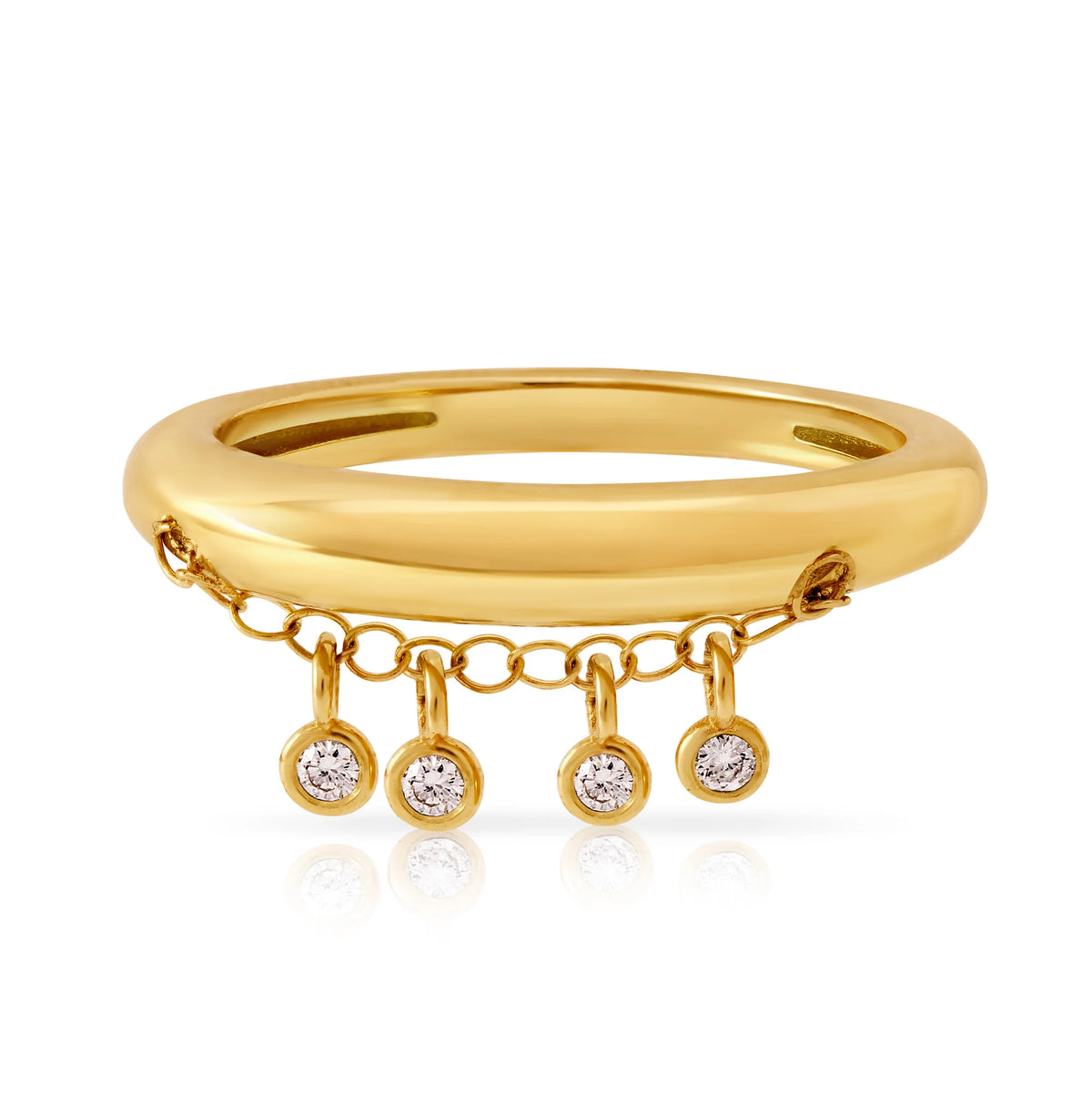 Product Shot of Onirikka Petite Caviar Ring in yellow gold on a white background.