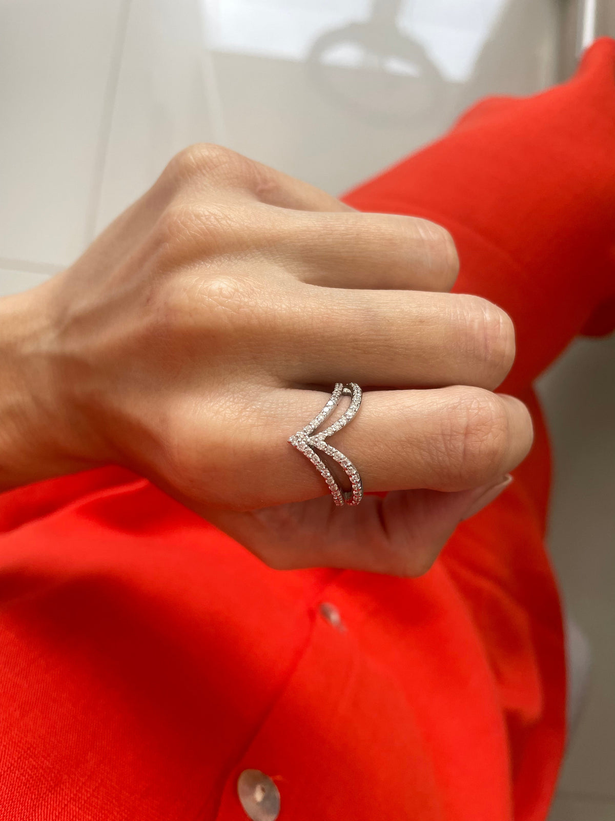 Double V Diamond Cocktail Ring