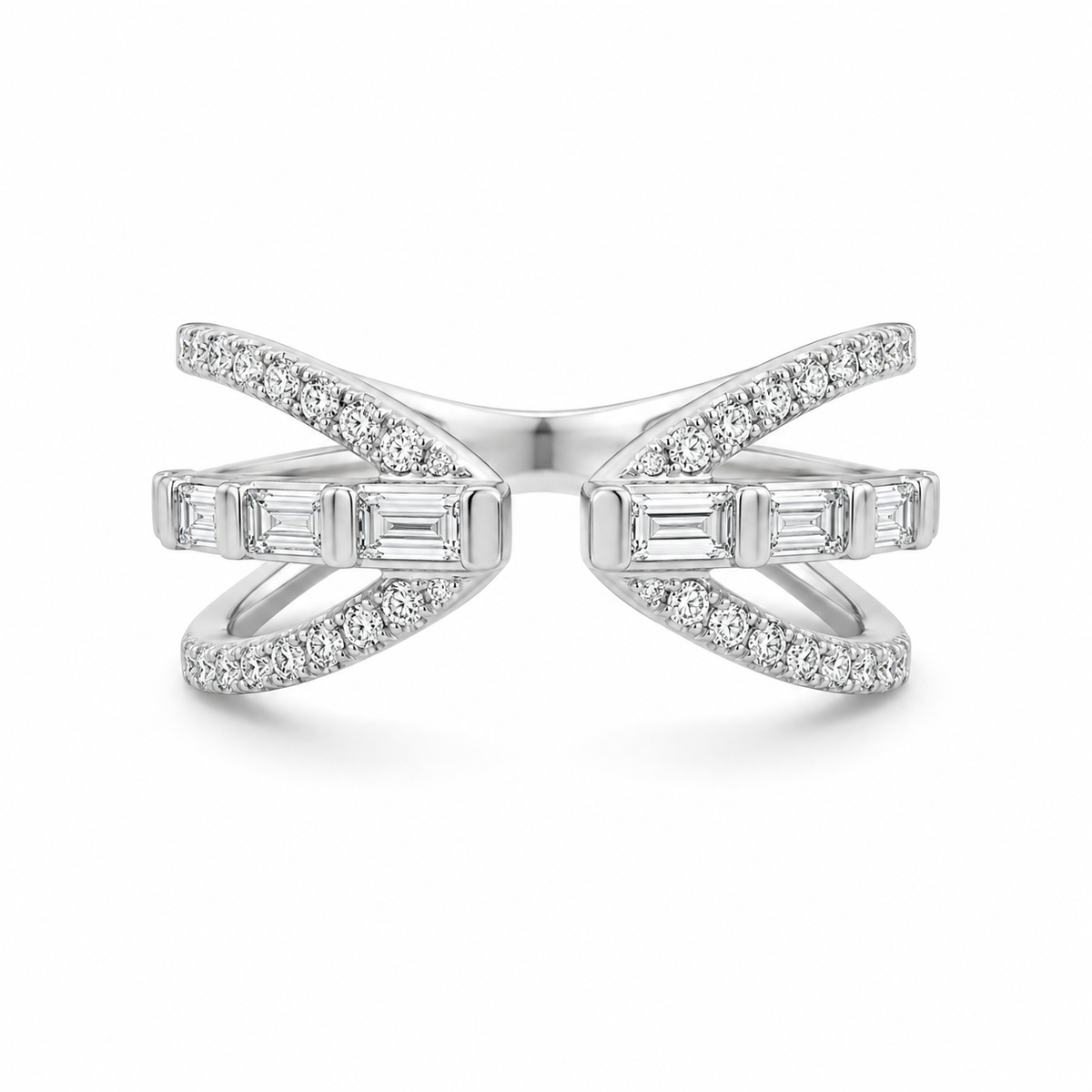 EF-Collection Open Diamond Cocktail Ring