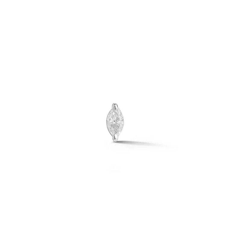 Dana Rebecca Designs Alexa Jordyn Marquise Diamond Single Stud Earring in white gold on white background 