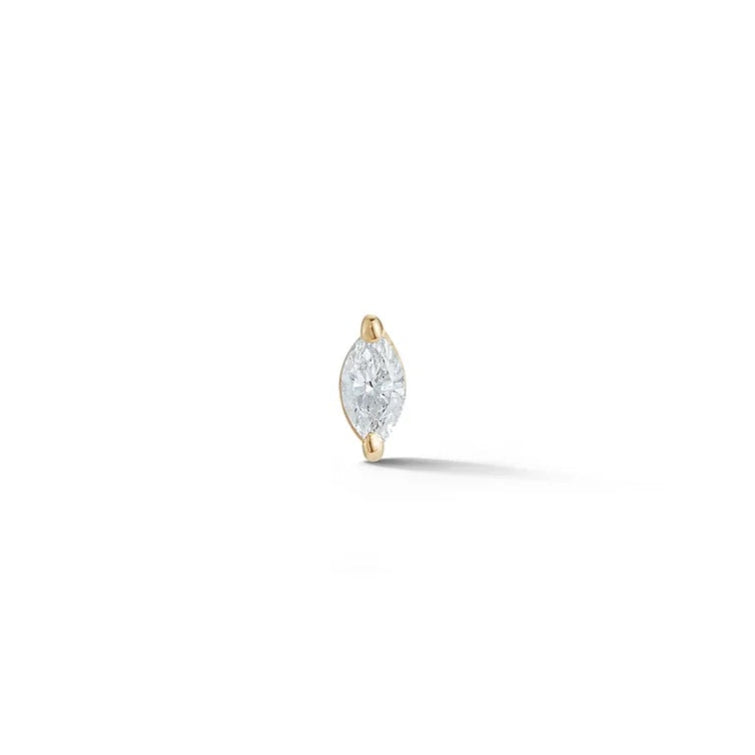 Dana Rebecca Designs Alexa Jordyn Marquise Diamond Single Stud Earring in yellow gold on white background 
