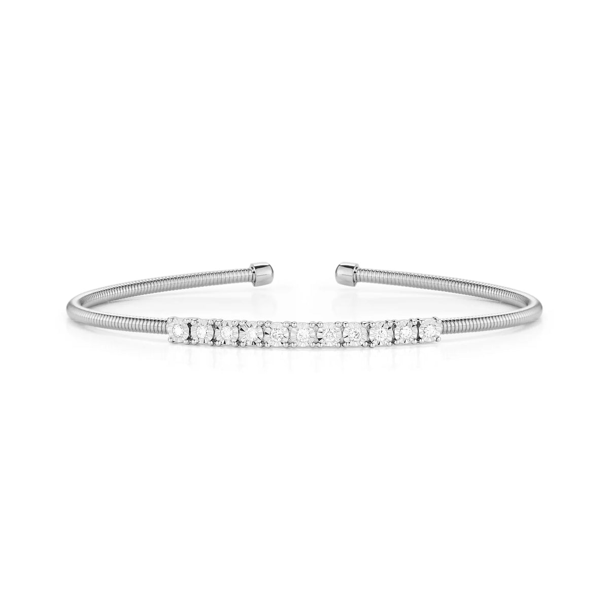 Dana Rebecca Designs Ava Bea Flexi Cuff Bracelet in white gold on white background 