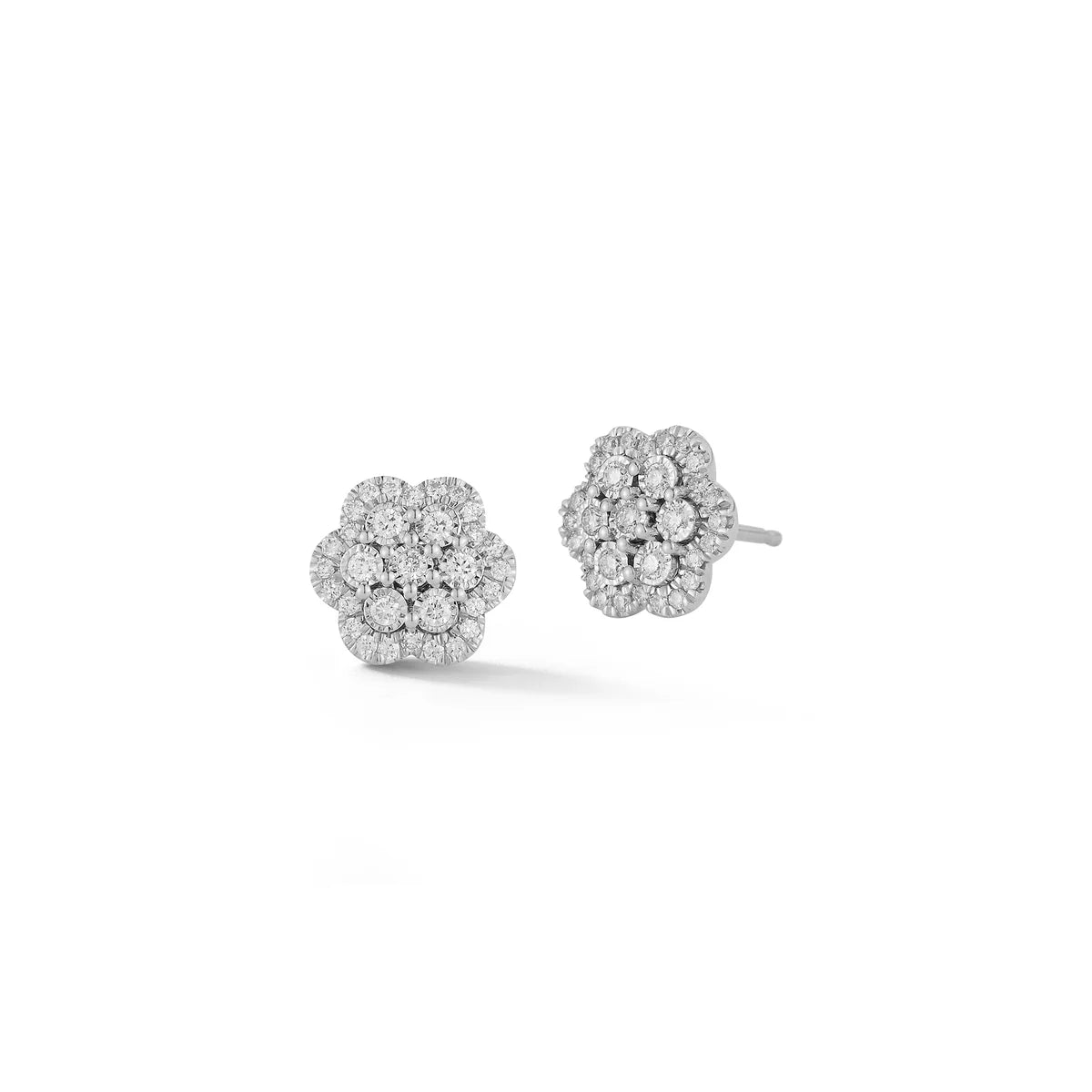 product shot of Ava Bea Flower Studs in white Gold on white background