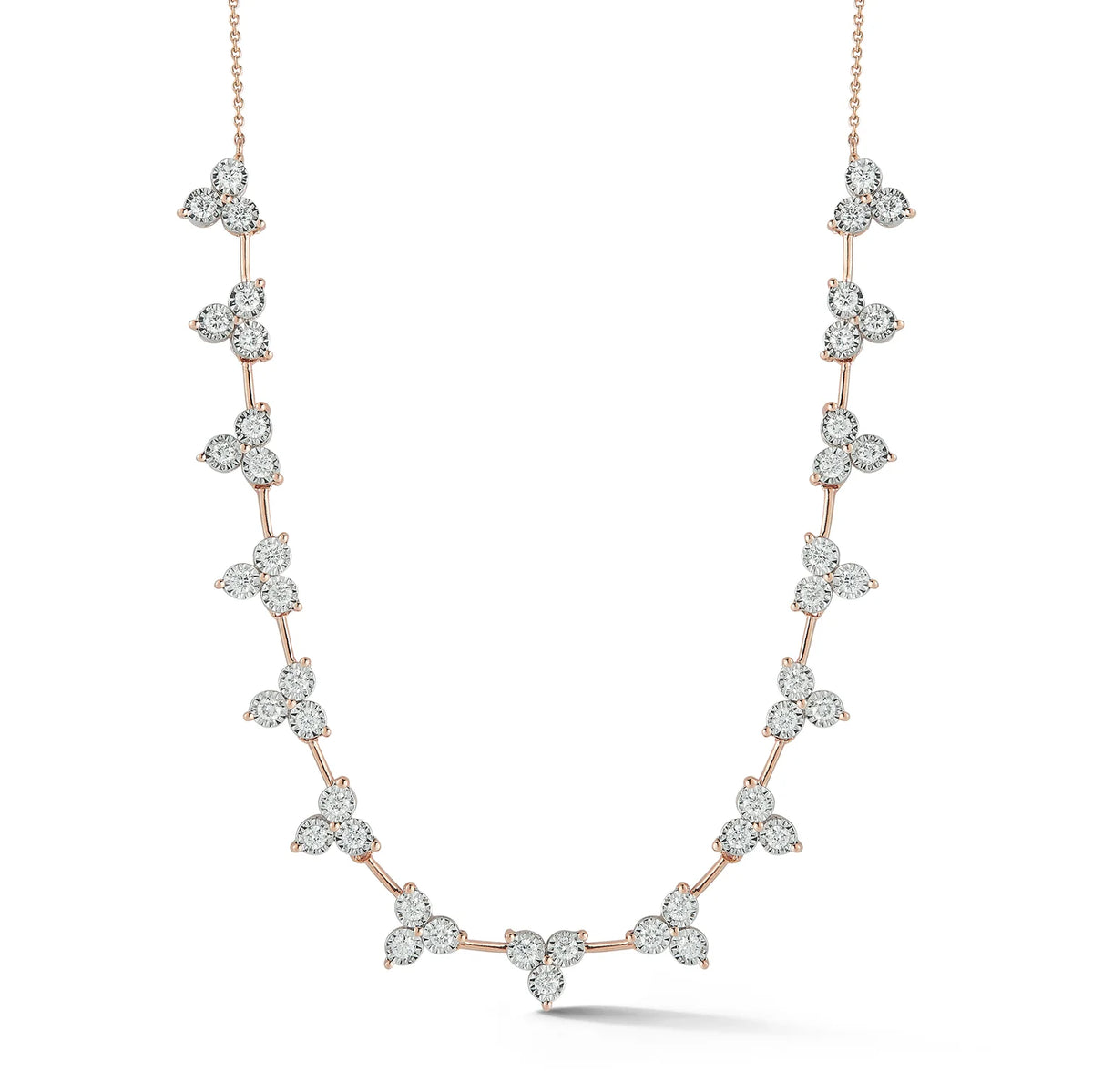 Dana Rebecca Designs Ava Bea Interval Trio Tennis Necklace in rose gold on white background 
