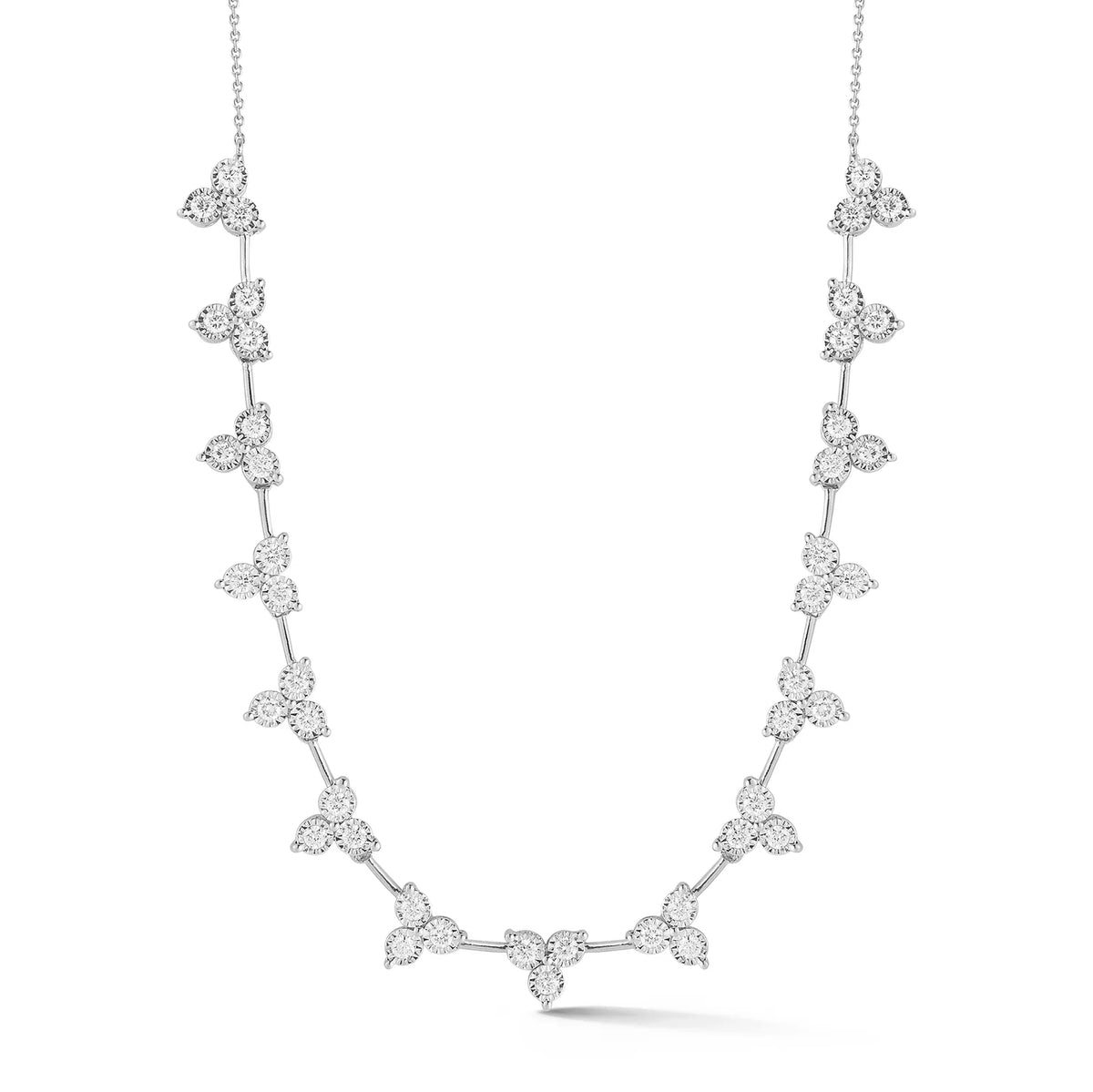 Dana Rebecca Designs Ava Bea Interval Trio Tennis Necklace in white gold on white background 