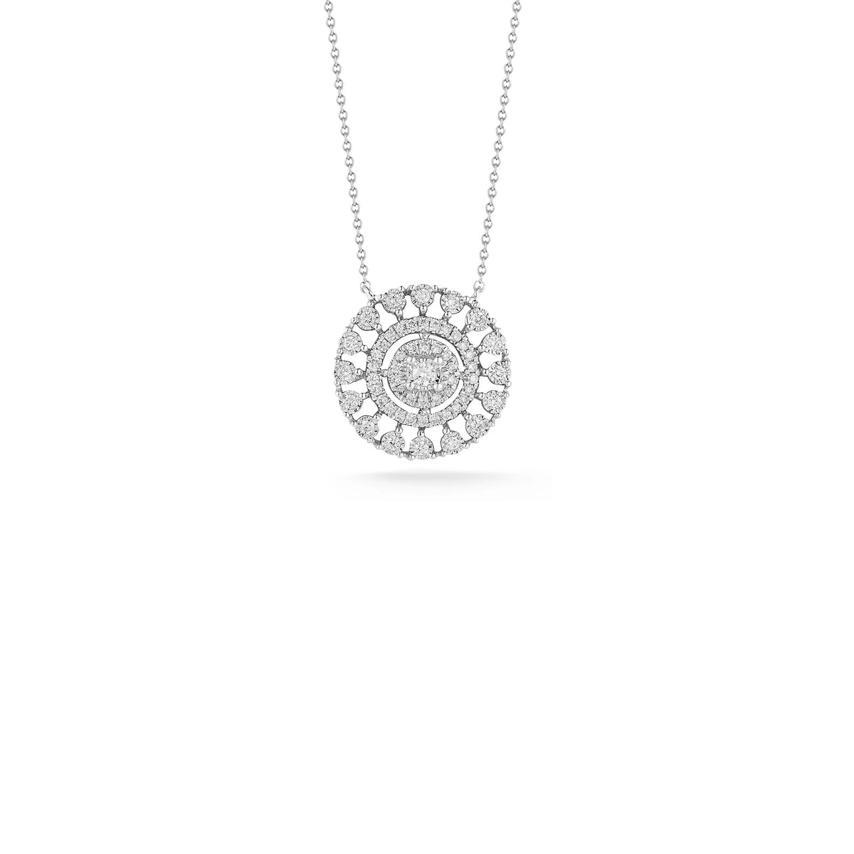 Dana Rebecca Designs Ava Bea Medallion Necklace in white gold on white background 