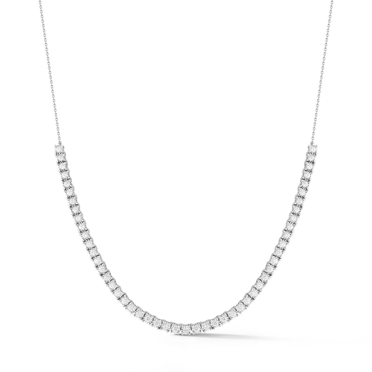 Dana Rebecca Designs Ava Bea Tennis Necklace in white gold on white background 