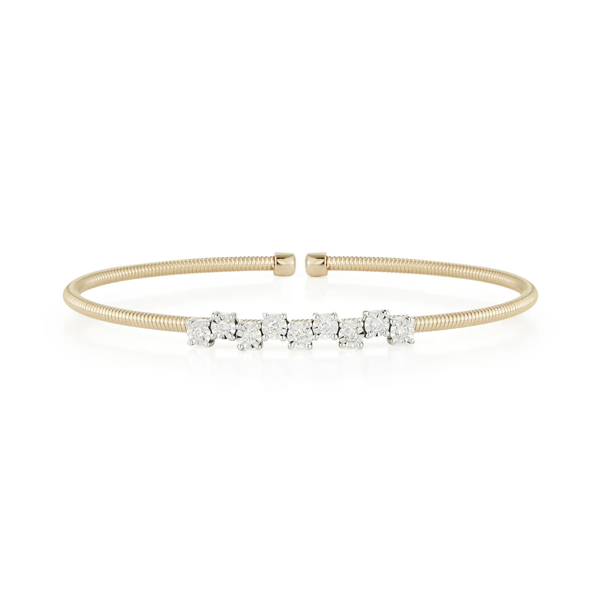 Product shot of Dana Rebecca Designs Ava Bea zigzag cuff bracelet in yellow gold. 