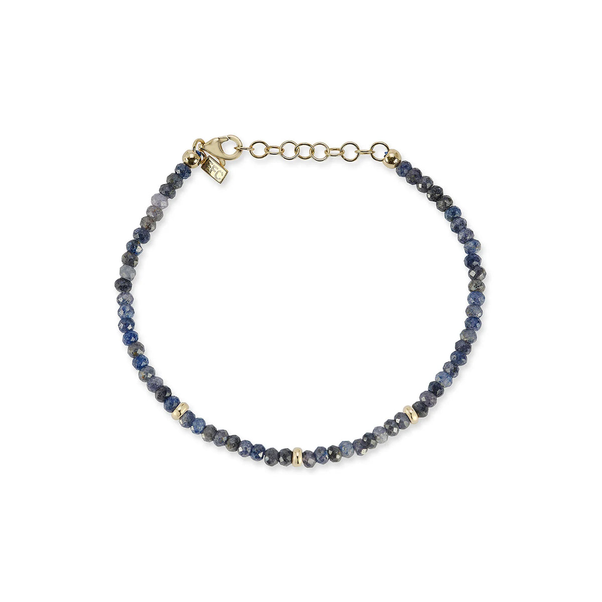 EF-Collection Birthstone Bead Bracelet In Blue Sapphire in yellow gold on white background 