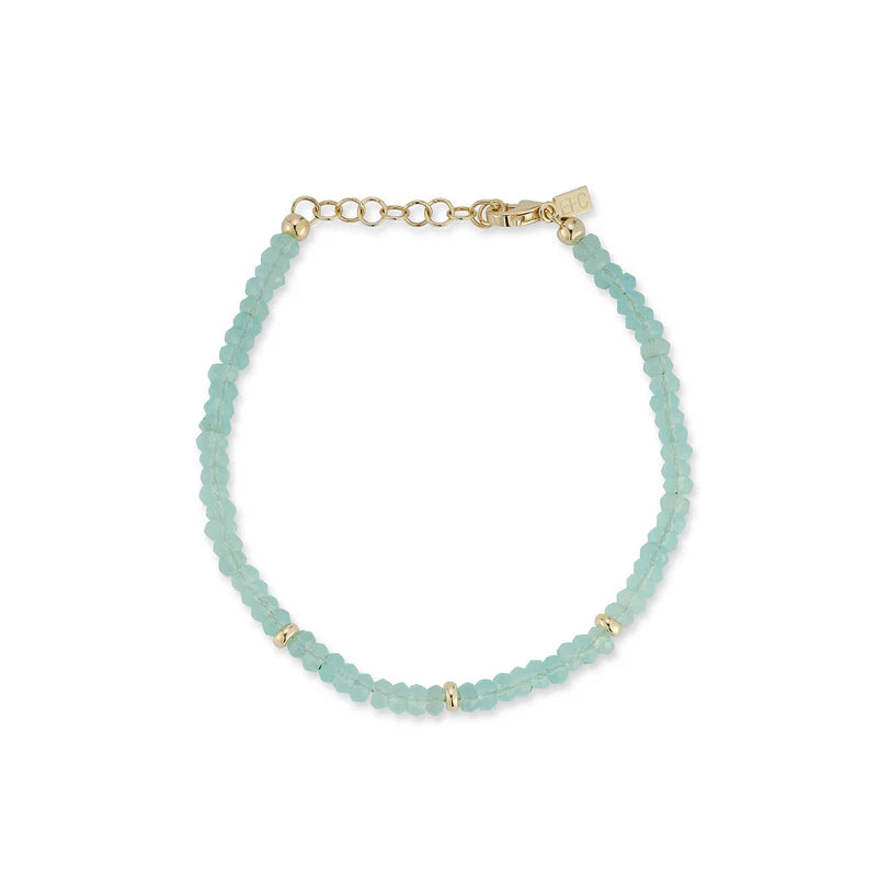 EF-Collection Birthstone Bead Bracelet In Chalcedony in yellow gold on white background 