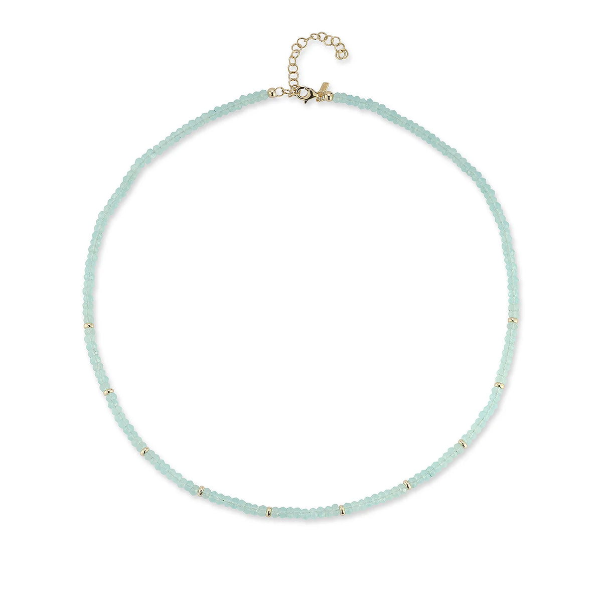 EF-Collection Birthstone Bead Necklace In Chalcedony in yellow gold on white background 