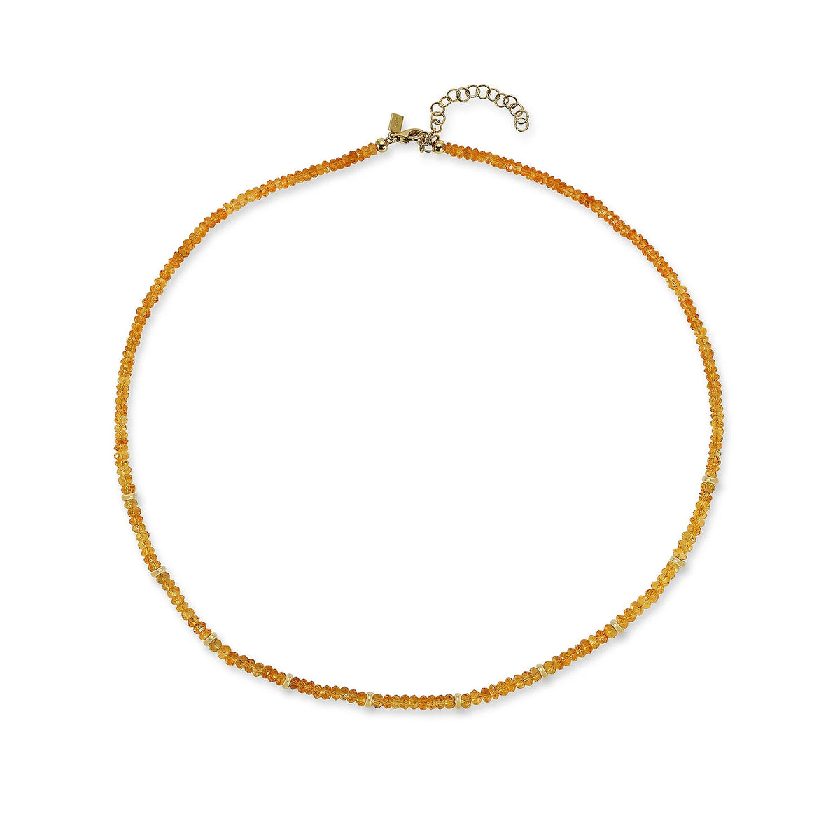 EF-Collection Birthstone Bead Necklace In Citrine in yellow gold on white background 