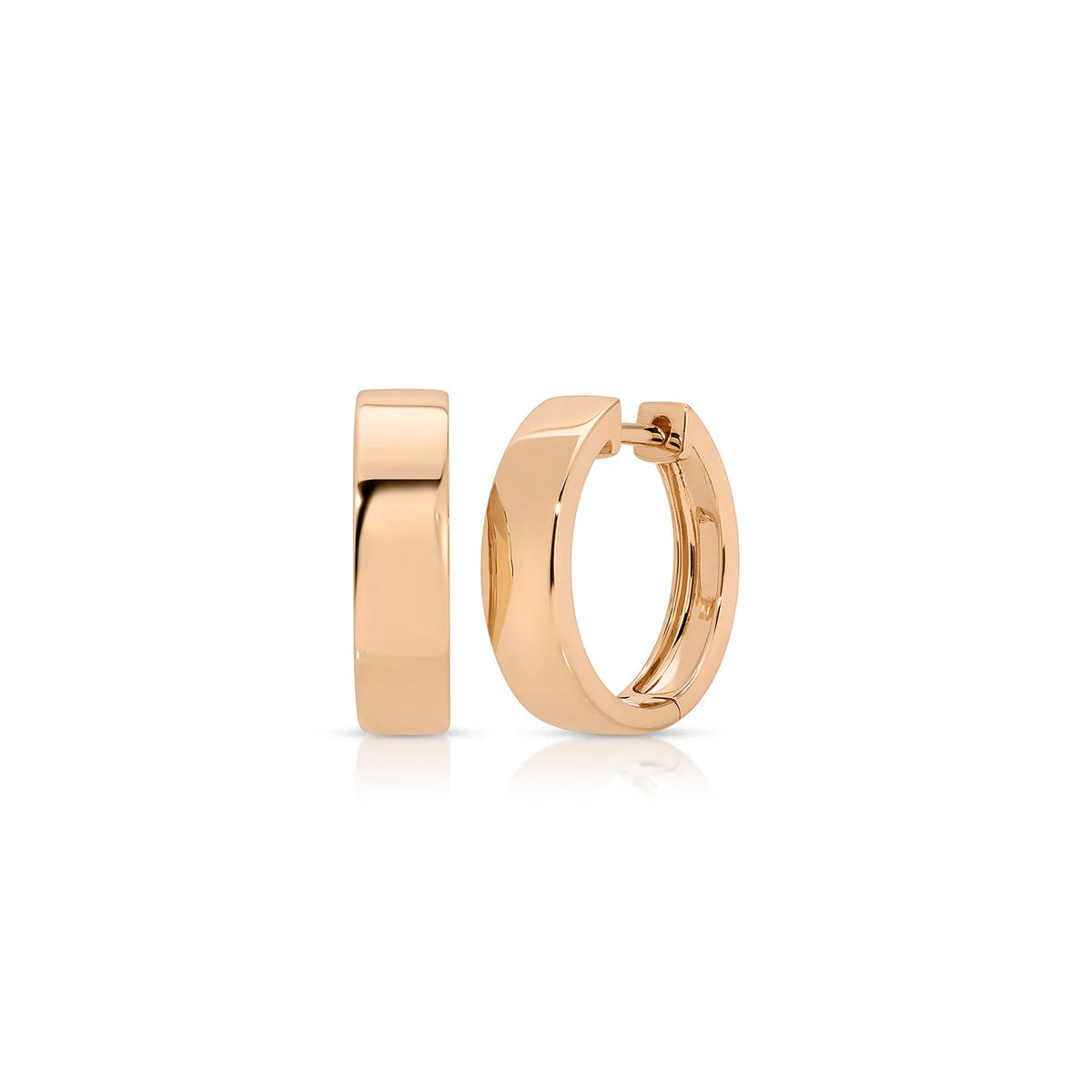 EF-Collection Charlie Hoop Earrings in rose gold on white background 