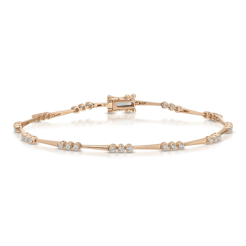 EF Collection Crown Set Diamond Eternity Bracelet in rose gold on white background.