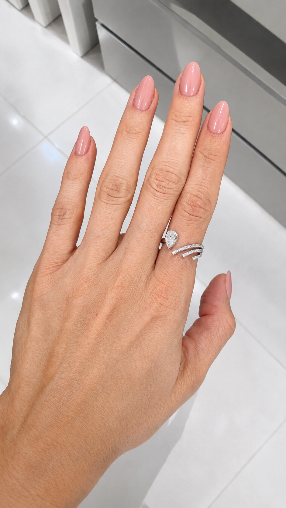 Pear Diamond Open Ring