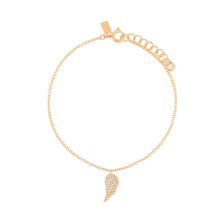 EF Collection Diamond Angel Wing Bracelet in rose gold on white background 