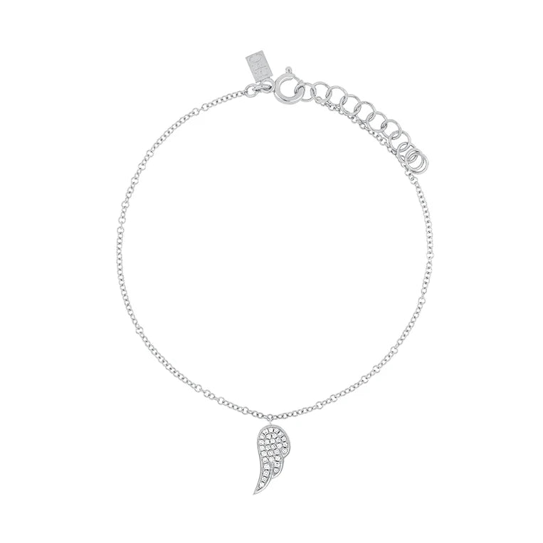 EF Collection Diamond Angel Wing Bracelet in white gold on white background 