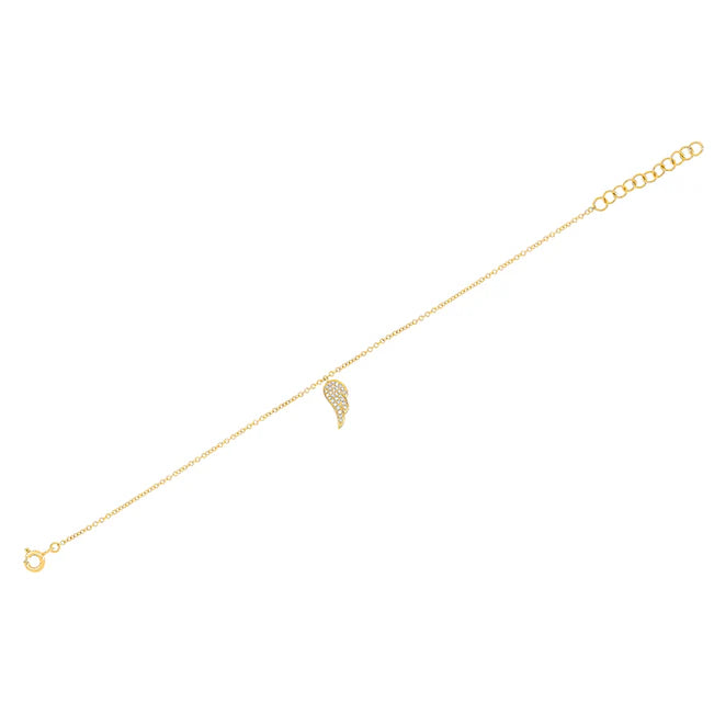 Full photo of EF Collection Diamond Angel Wing Bracelet in yellow gold on white background 