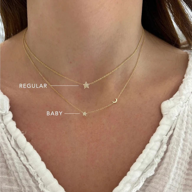 Comparison of EF Collection Diamond Baby Star & Gold Moon Necklace and the regular diamond star necklace. 