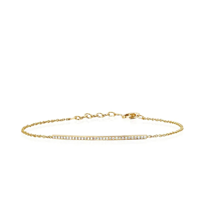 EF Collection Bar Chain Bracelet in yellow gold on a white background. 