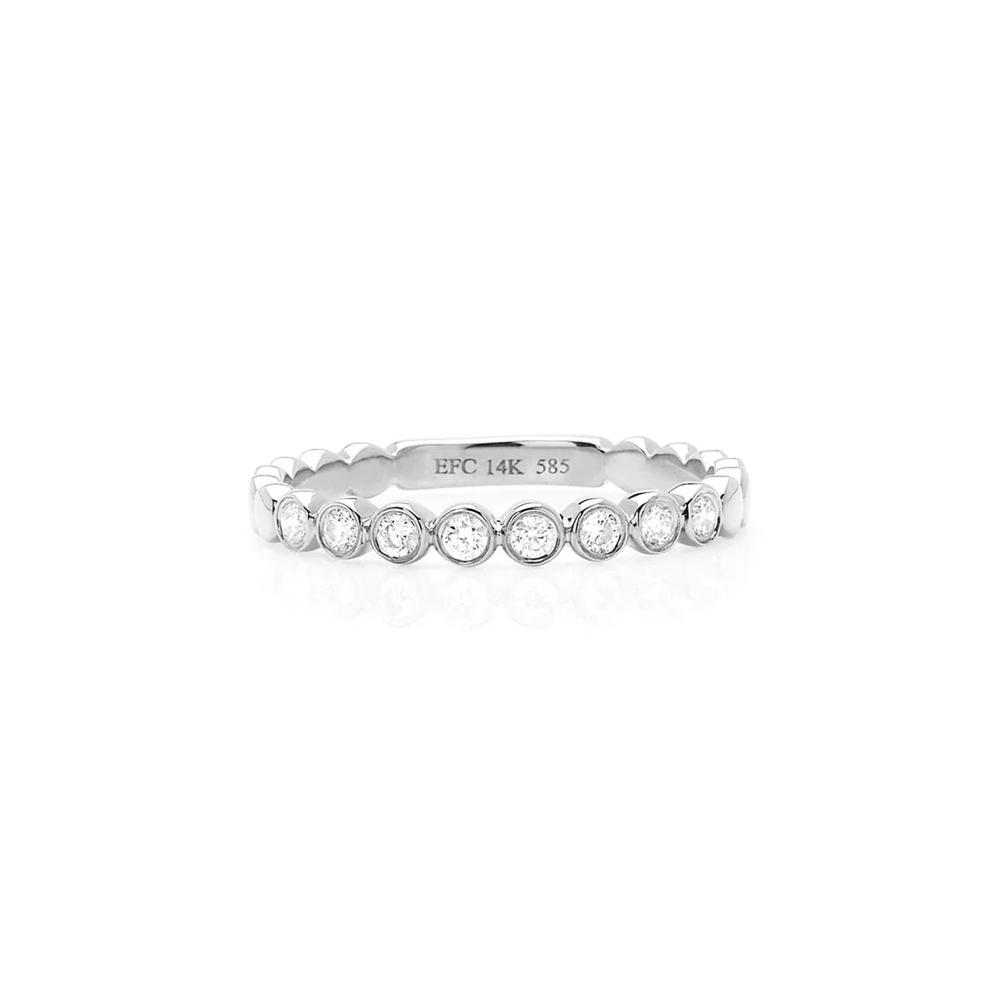 EF-Collection Diamond Bezel Stack Band Ring in white gold on white background 