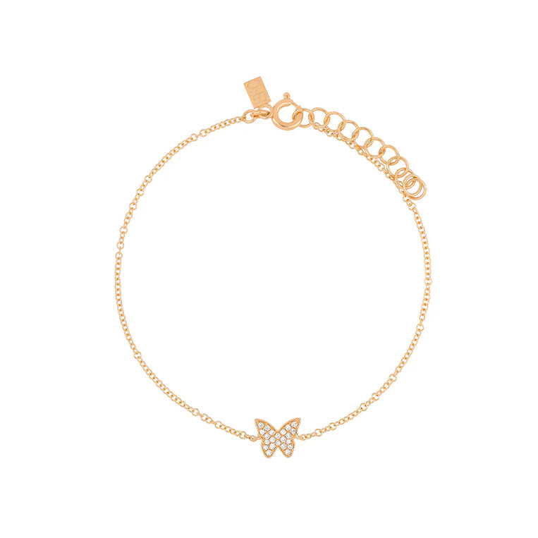 EF Collection Diamond Butterfly Bracelet in rose gold on white background 