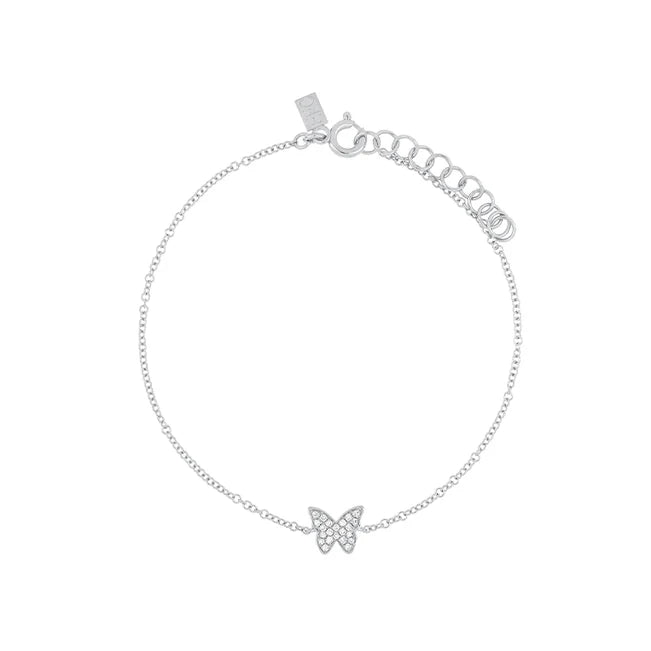 EF Collection Diamond Butterfly Bracelet in white gold on white background 
