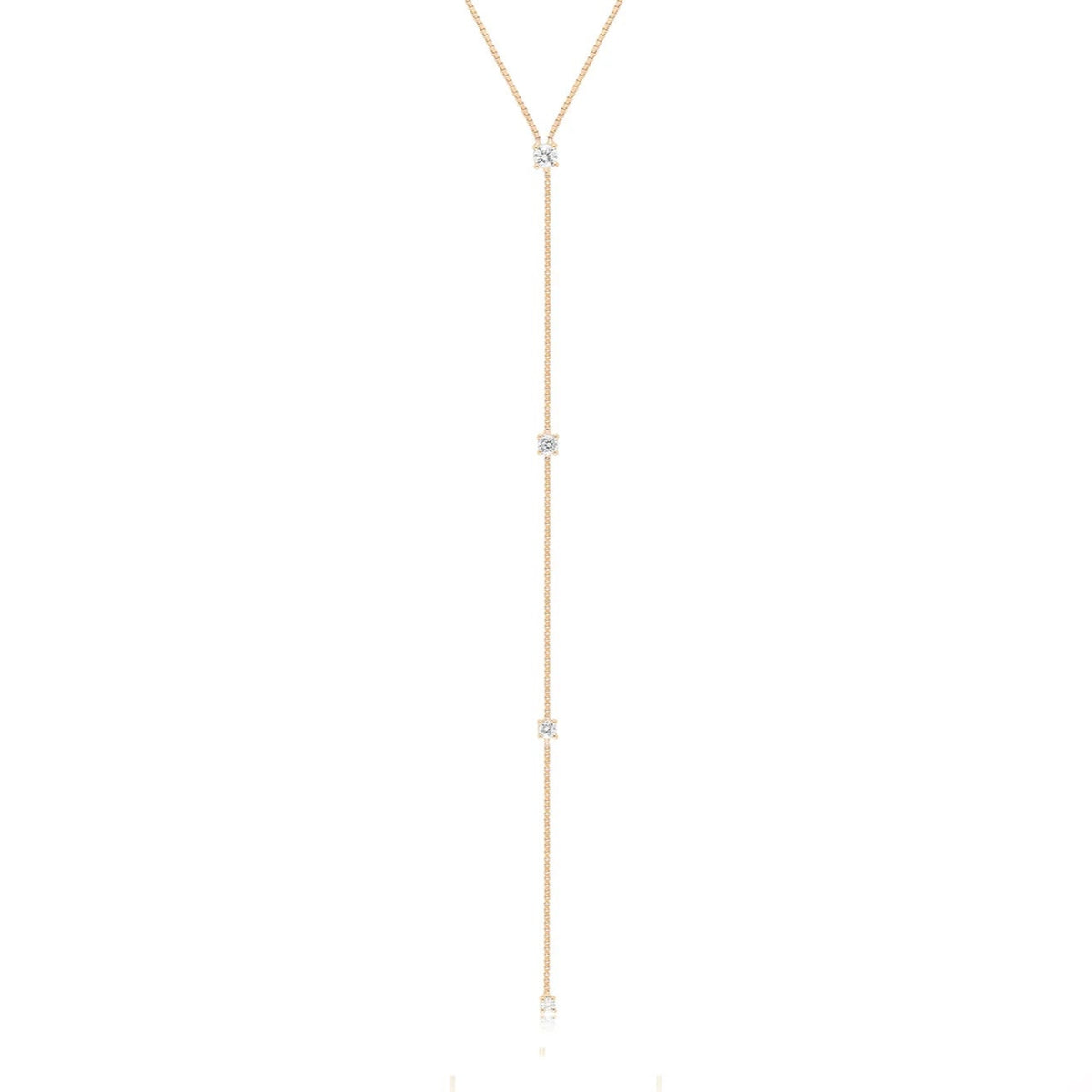 EF-Collection Diamond Callae Lariat Necklace in rose gold on white background 