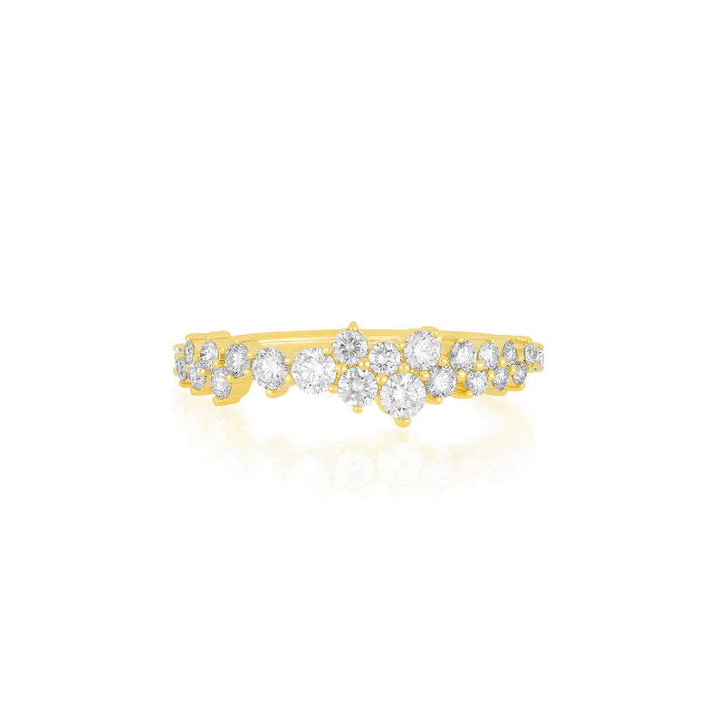 EF Collection Diamond Cluster Ring in yellow gold in white background. 