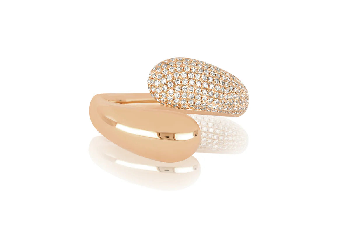 EF Collection Diamond Dome Ring in rose gold on white background. 