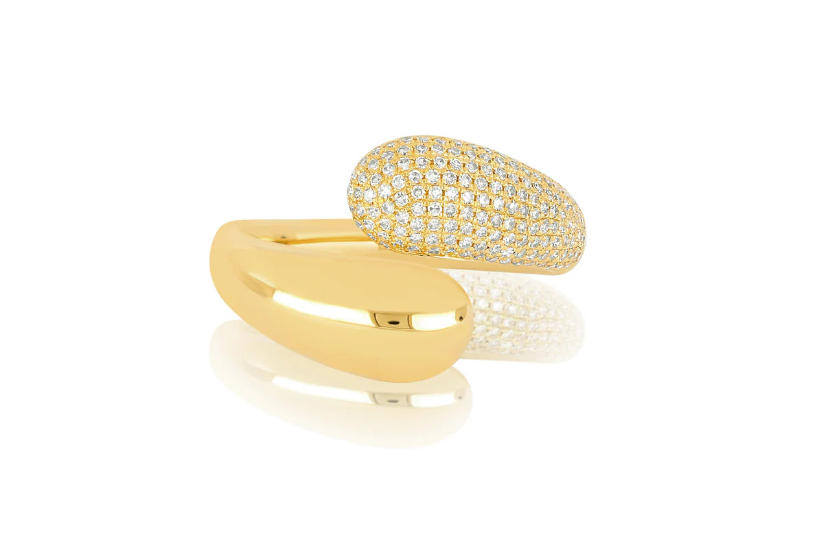 EF Collection Diamond Dome Ring in yellow gold on white background. 