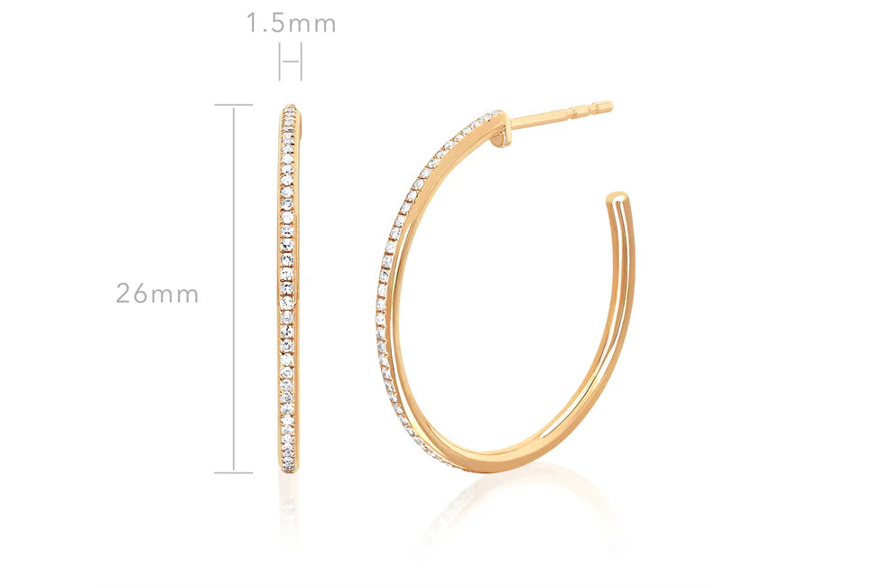 Dimensions of EF Collection Diamond Essential Hoop Earrings 