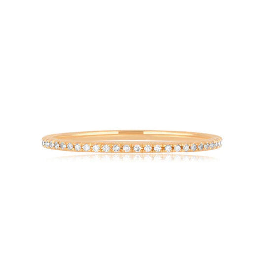 EF-Collection Diamond Eternity Band Ring in rose gold on white background 