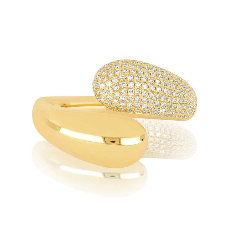 EF-Collection Diamond & Gold Jumbo Double Dome Ring in yellow gold on white background 