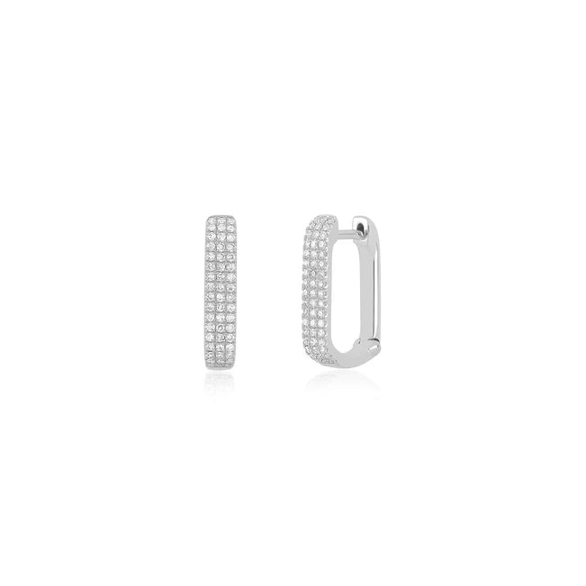 EF Collection Diamond Jumbo Lola Hoop Earring in white gold on white background 