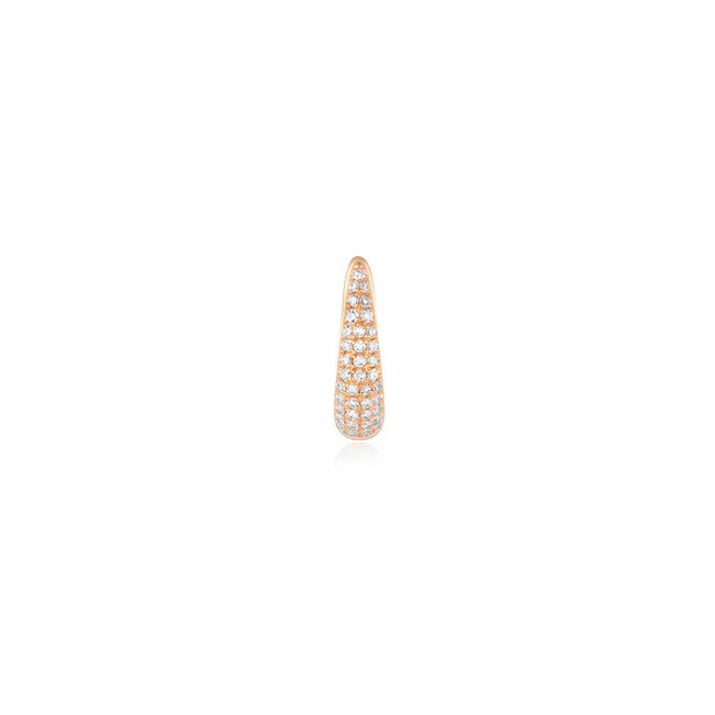 EF Collection Single Diamond Mini Maeve Huggie Earrings in rose gold displayed on white background 