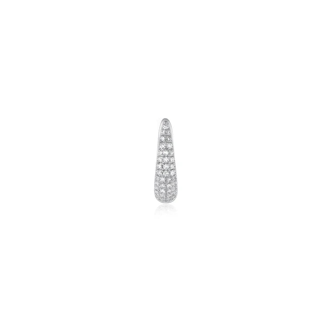 EF Collection Single Diamond Mini Maeve Huggie Earrings in white gold displayed on white background 