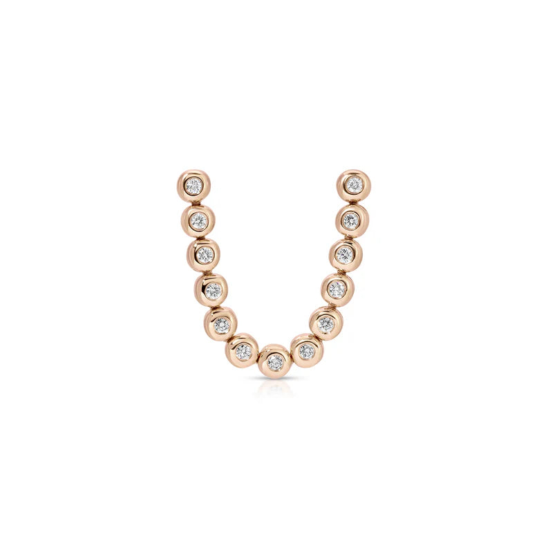 EF Collection Diamond Pillow Double Stud Earring in rose gold on white background. 