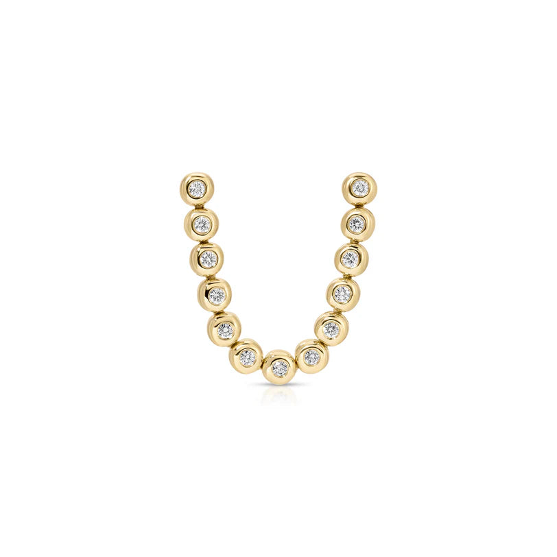 EF Collection Diamond Pillow Double Stud Earring in yellow gold on white background. 