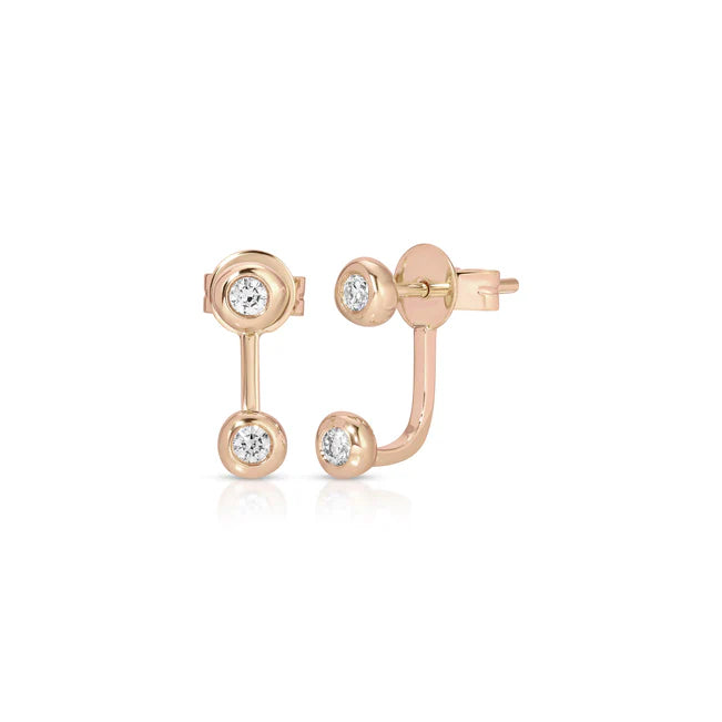 Ef collection Diamond Pillow Illusion Earrings in rose gold on white background. 