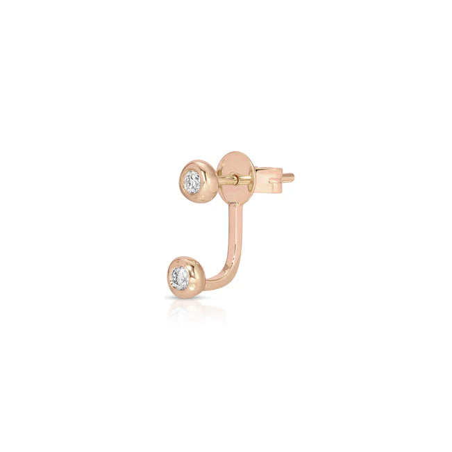 Ef collection Single Diamond Pillow Illusion Earrings in rose gold on white background. 