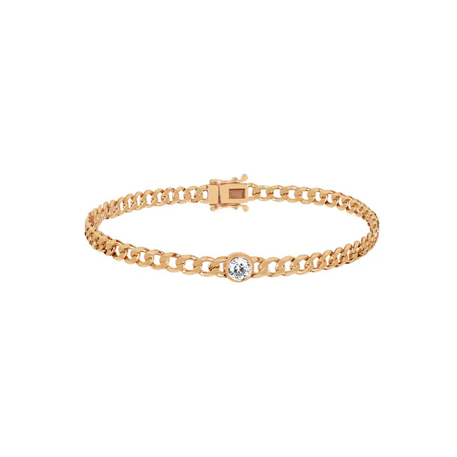 EF Collection Diamond Sari Bracelet in rose gold on white background. 