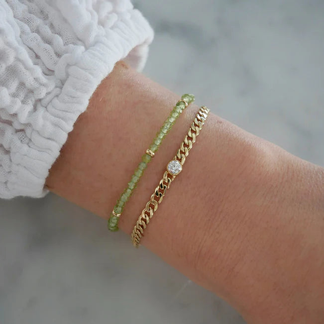 EF Collection Diamond Sari Bracelet in yellow gold on models wrist. 