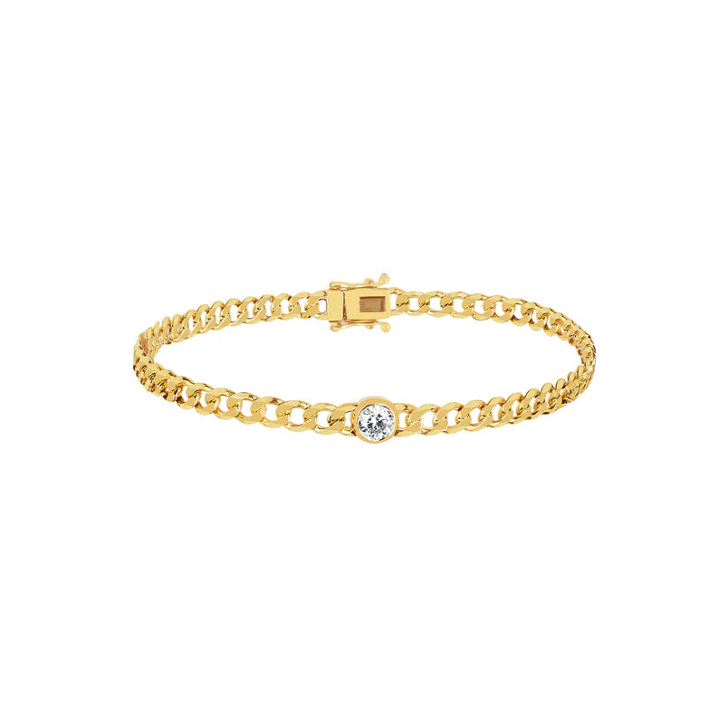 EF Collection Diamond Sari Bracelet in yellow gold on white background. 