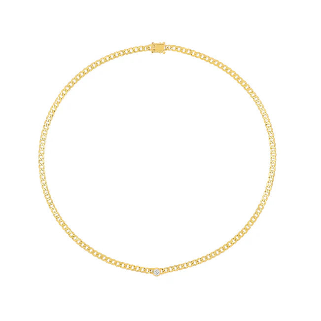 Full photo of EF Collection Diamond Sari Necklace in yellow gold on white background. 