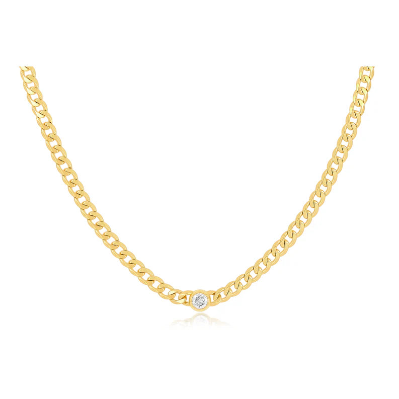 EF Collection Diamond Sari Necklace in yellow gold on white background. 