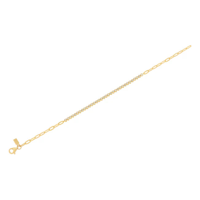 Full photo of EF Collection Diamond Segment Mini Link Bracelet in yellow gold on white background. 