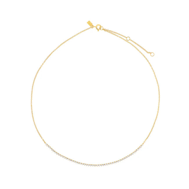 Full photo of EF Collection Diamond Segment Necklace in yellow gold on white background. 